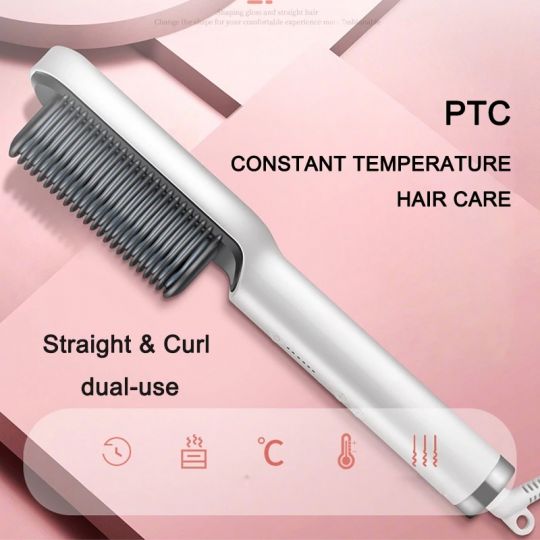 Hair Straight & curly comb brush with 5 Levels Heat